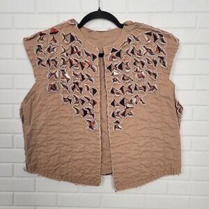 Vintage 80s art to wear slash quilt cotton vest western boho size M/L